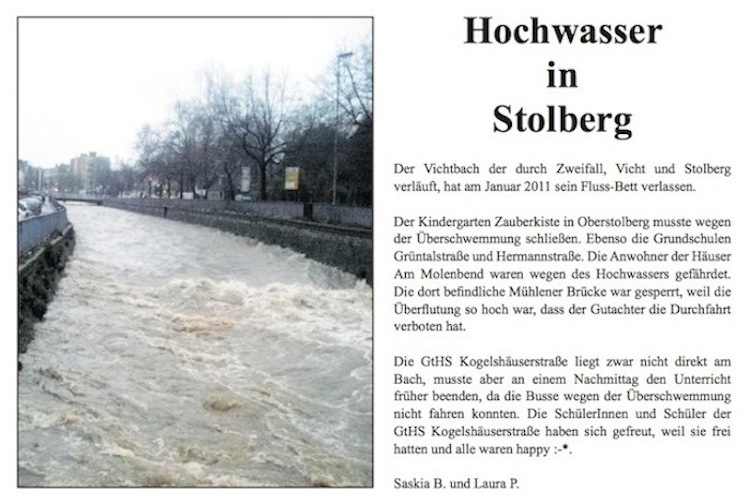 Hochwasser in Stolberg Hochwasser in Stolberg