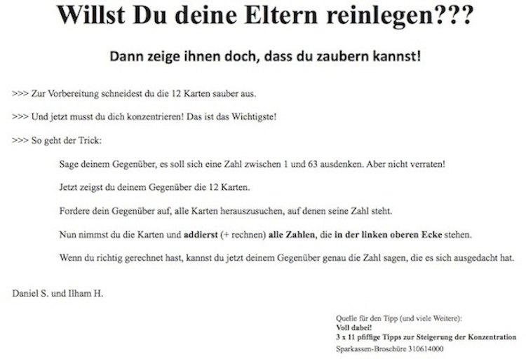 Zaubern: Mathetrick