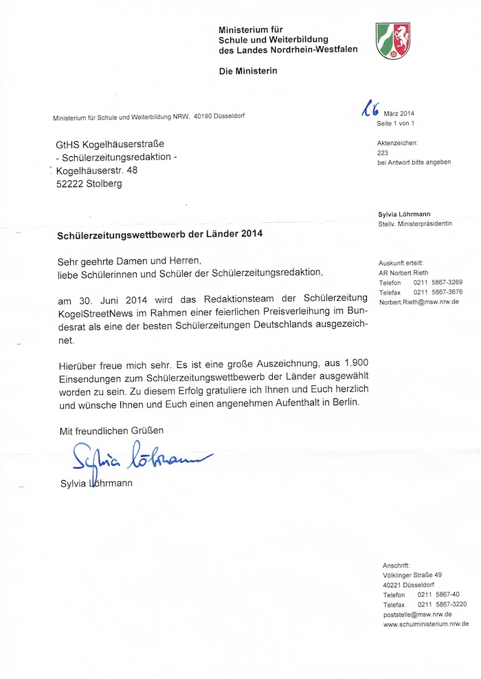 Schülerzeitungspreis der Länder 2014 Schülerzeitungspreis der Länder 2014